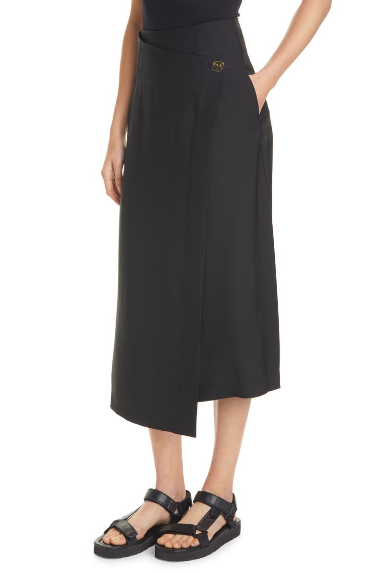 Asymmetrical Wrap Front Skirt, Alternate, color, BLACK