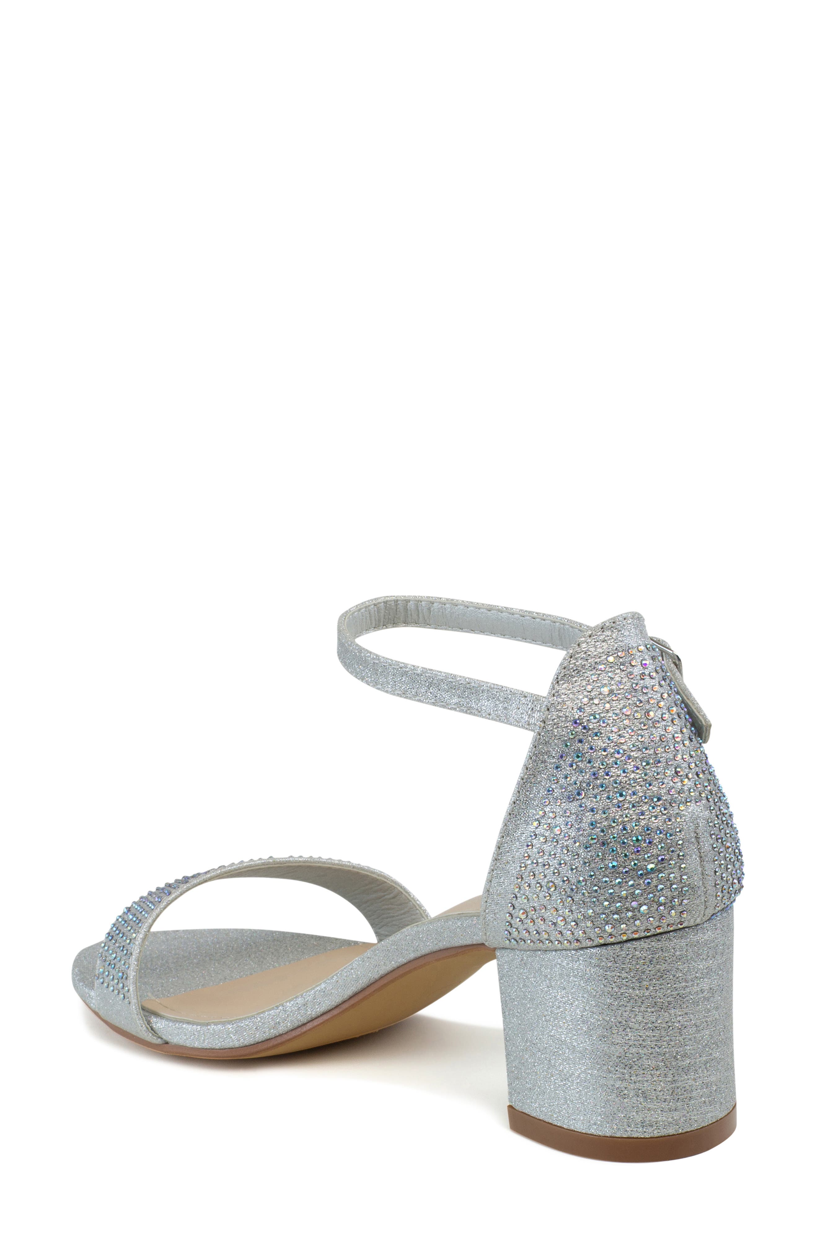 Astra Embellished Ankle Strap Sandal, Alternate, color, SILVER
