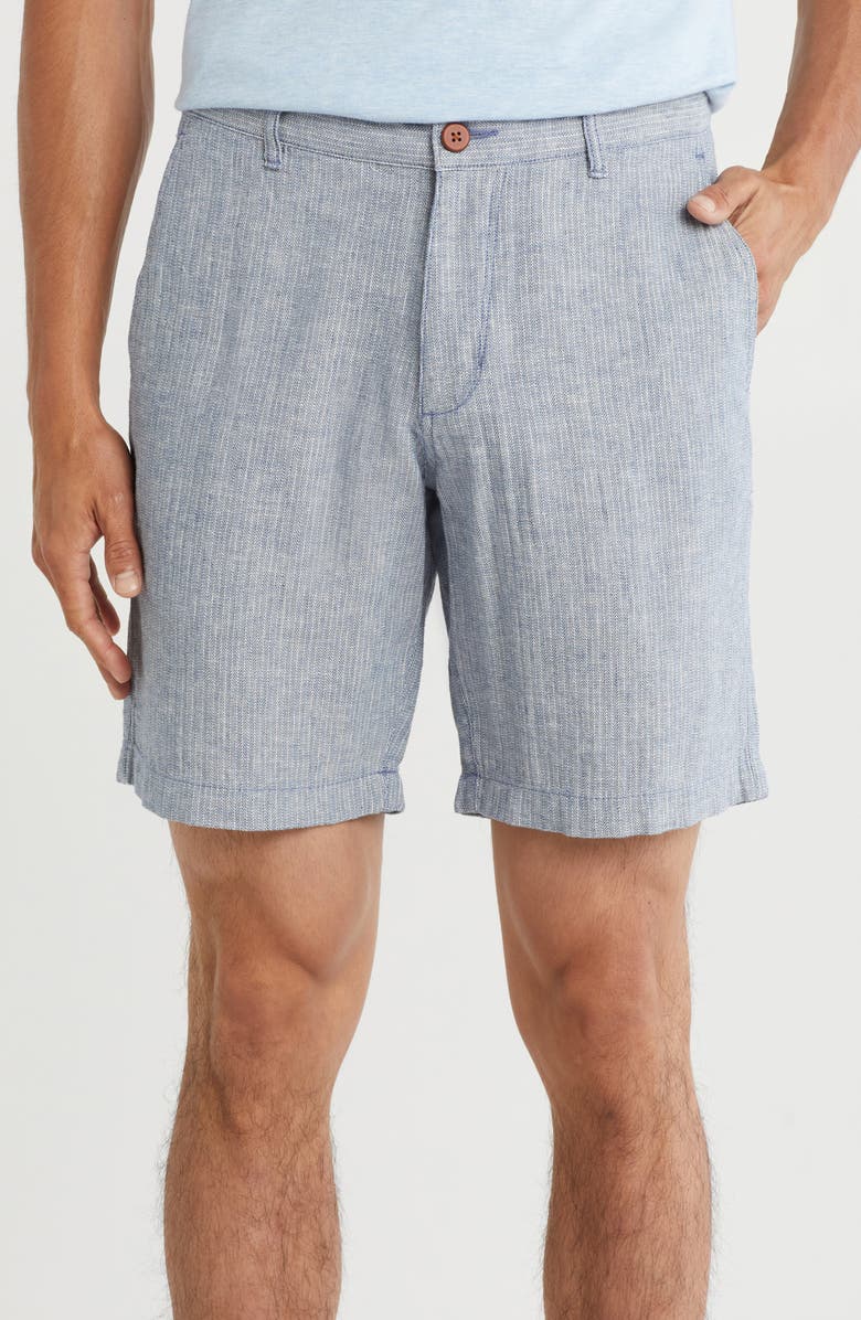 Tommy Bahama Metro Herringbone Linen & Cotton Blend Shorts, Main, color, Dockside Blue
