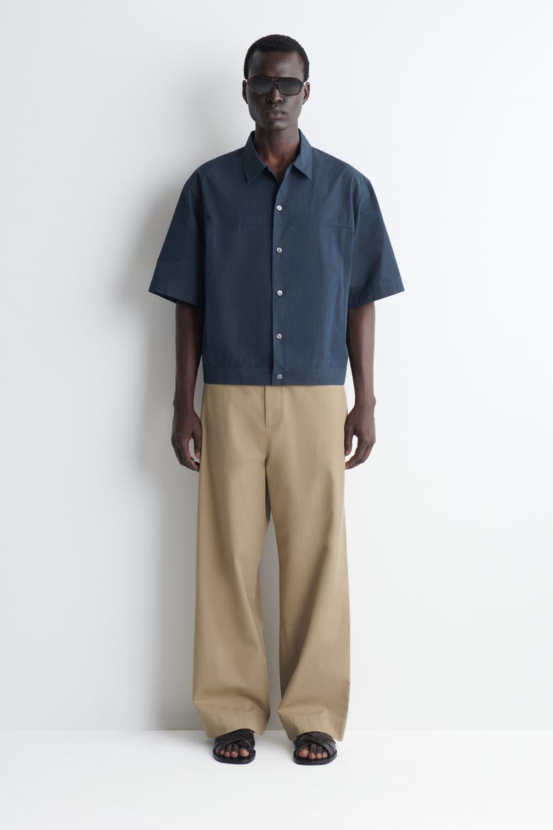 Boxy Cotton-poplin Utility Shirt, Alternate, color, DARK BLUE