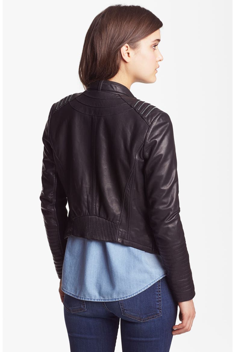 Asymmetrical Leather Moto Jacket, Alternate, color, BLACK