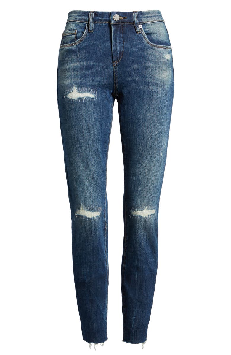 BLANKNYC High Dive Ripped Skinny Jeans, Alternate, color, Dark Wash