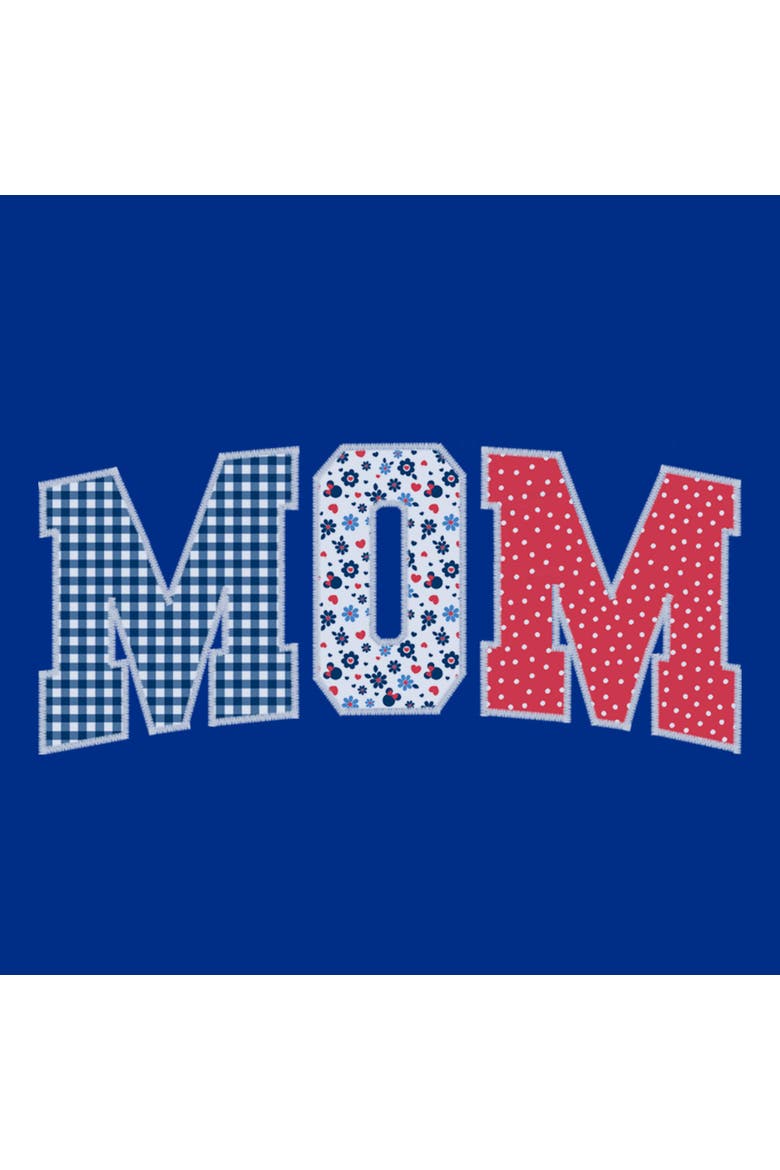 Junior's Minnie Mouse Mom Three Collegiate Patterns  Graphic T-Shirt, Alternate, color, Royal Blue