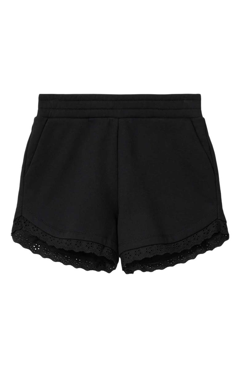 AllSaints Lele Eyelet Trim Cotton Shorts, Alternate, color, Black