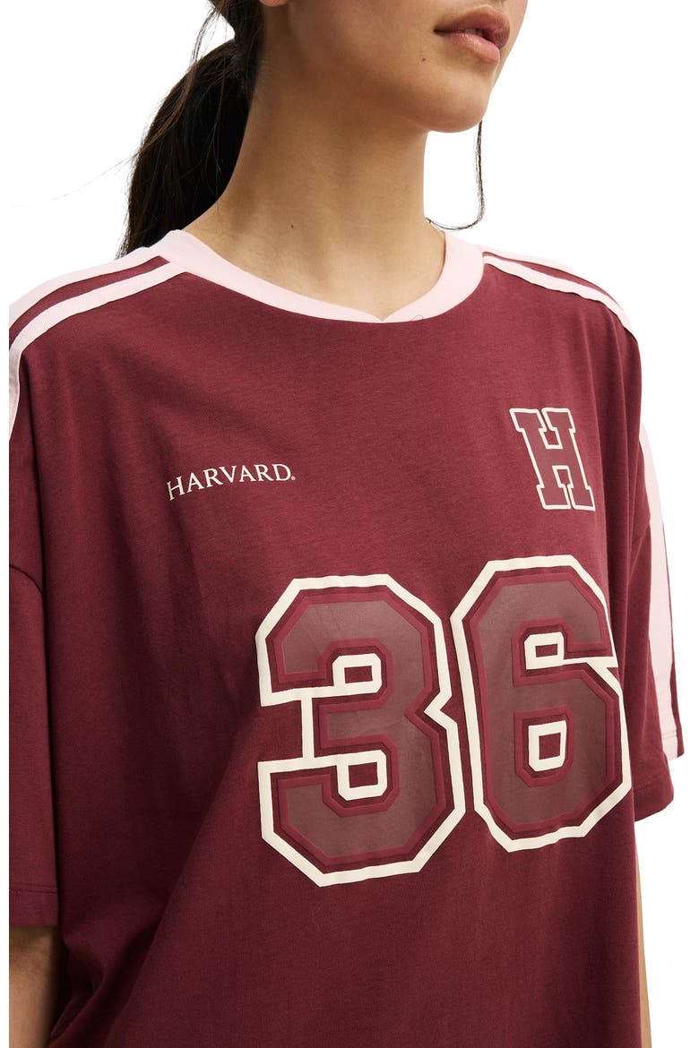 Women's 90 S Sporty Tshirt Nightie, Alternate, color, Lcn Har Burnt Apple Harvard