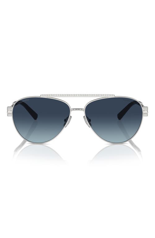 Tiffany & Co. 59mm Gradient Polarized Pilot Sunglasses in Silver 