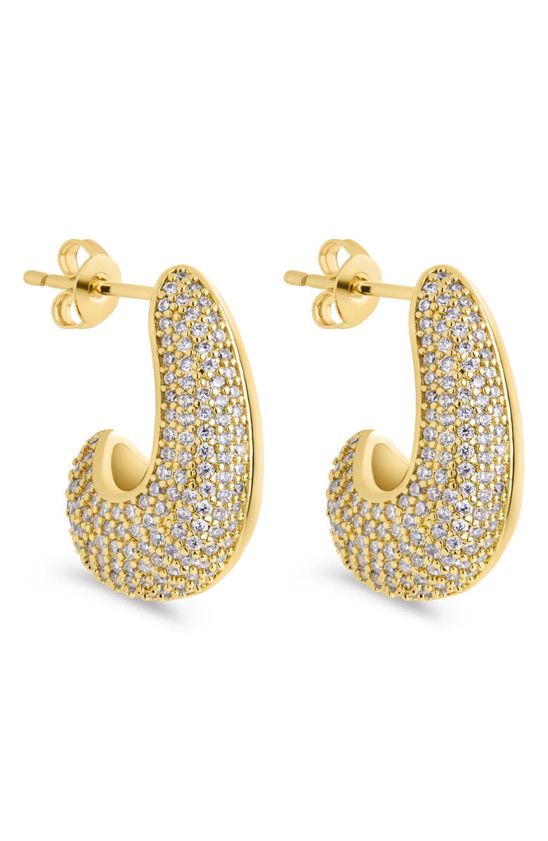 Sterling Forever Adalyn Pavé Cubic Zirconia Huggie Hoop Earrings, Alternate, color,