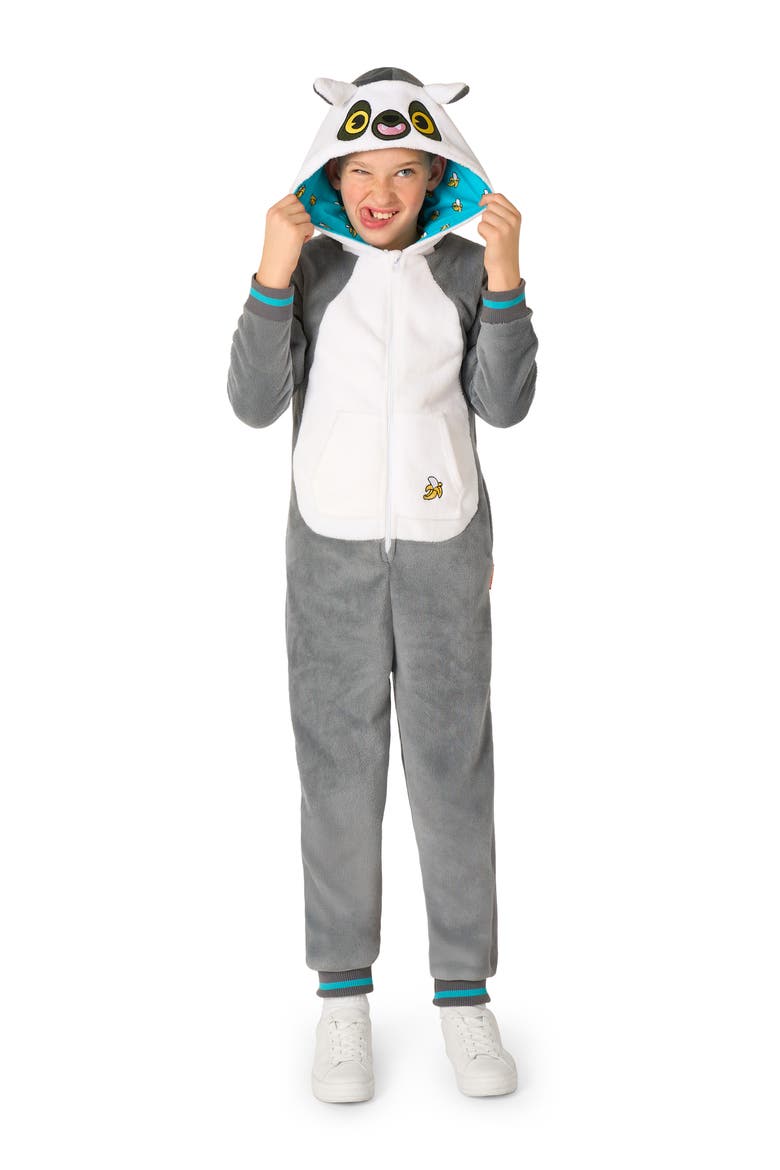 Kids' Lemur One Piece Hooded Jumpsuit, Main, color, GREY