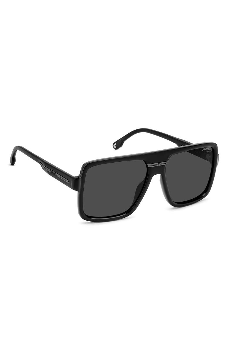 Carrera Eyewear Victory 58mm Rectangular Flat Top Sunglasses, Alternate, color, Ruthenium Black/ Grey Polar