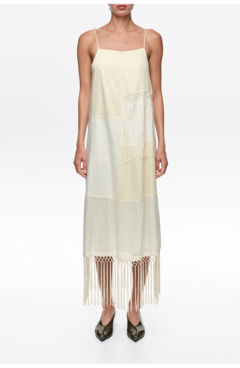 Patchwork Fringe Midi Dress