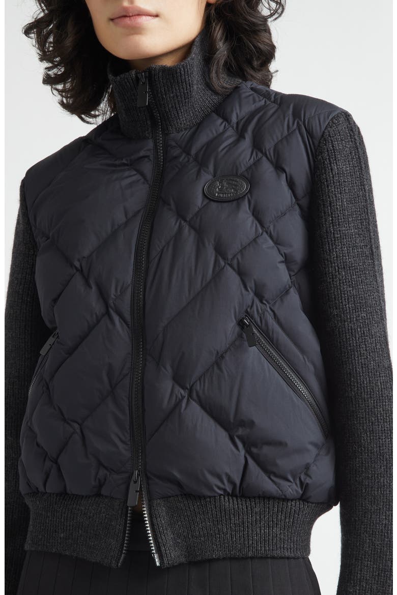 Check Stitch Mixed Media Jacket, Alternate, color, BLACK