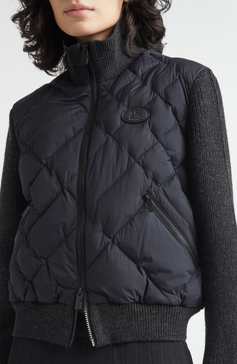 Burberry Check Stitch Mixed Media Jacket, Alternate, color, Black