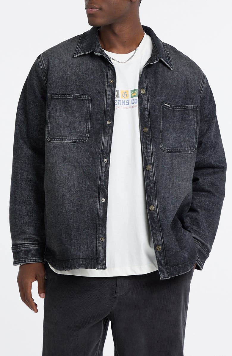 GUESS JEANS Cotton Denim Snap-Up Overshirt, Main, color, 