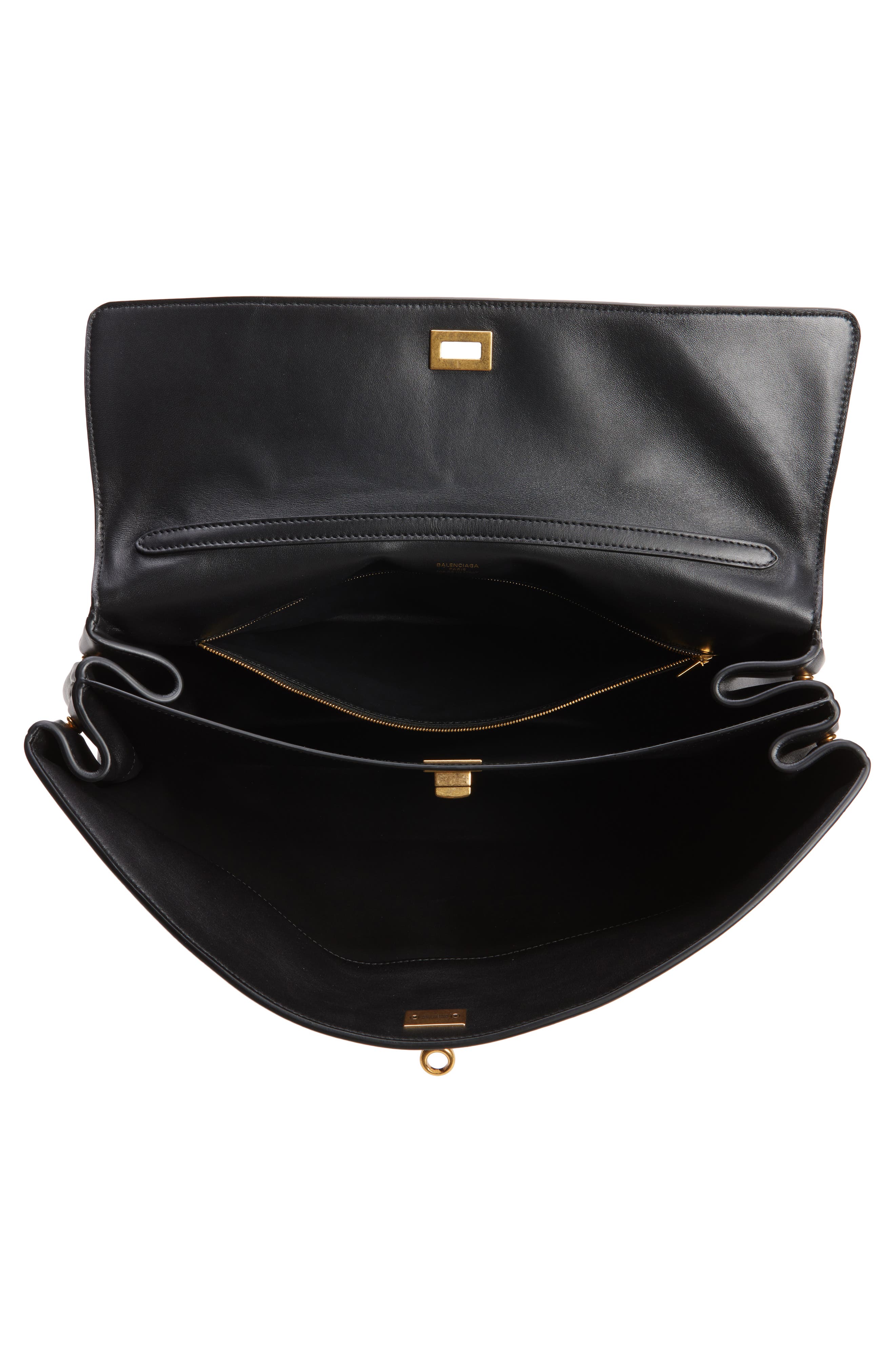 Balenciaga Large Rodeo Leather Shoulder Bag, Alternate, color, 1000 Black