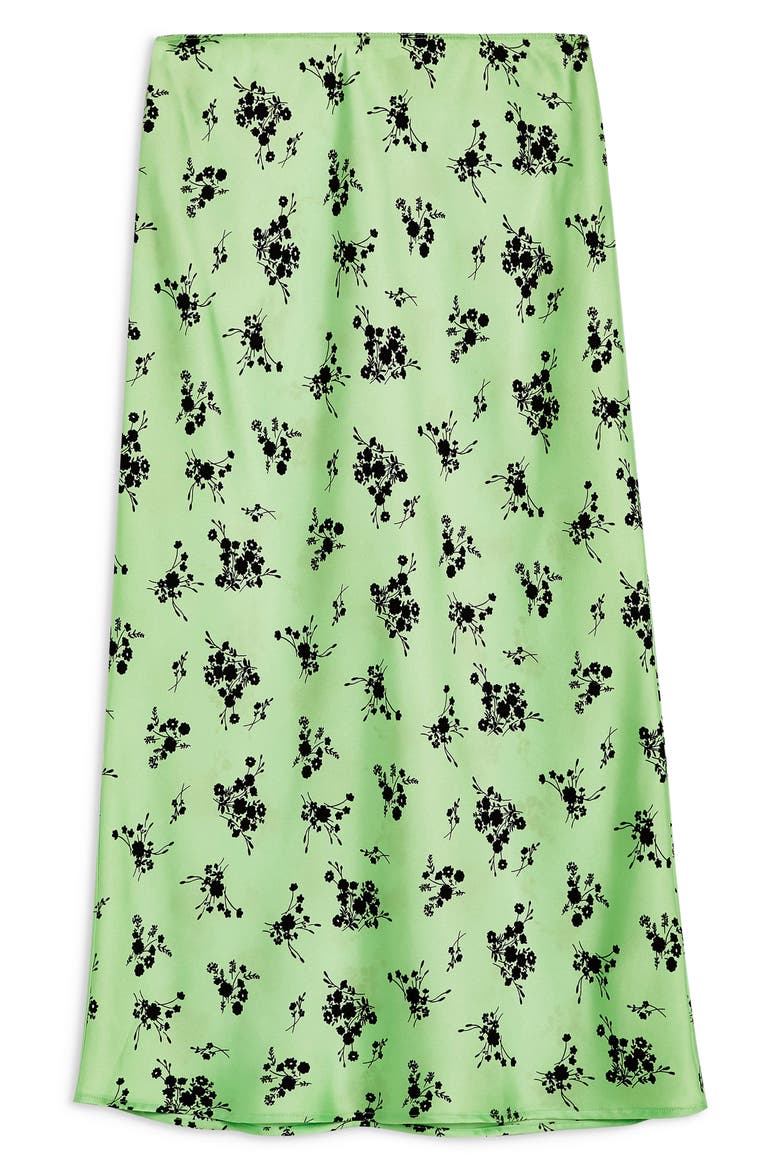 Satin Floral Bias Midi Skirt, Alternate, color, GREEN MULTI