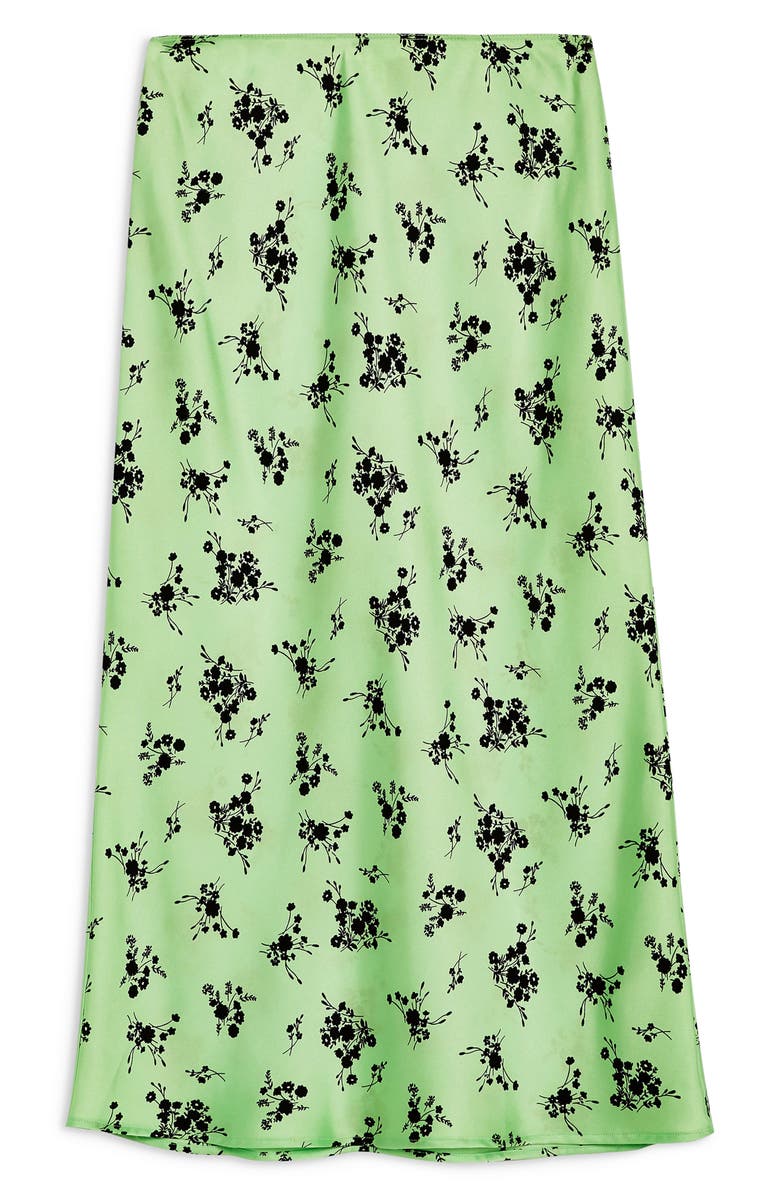 Topshop Satin Floral Bias Midi Skirt, Alternate, color,
