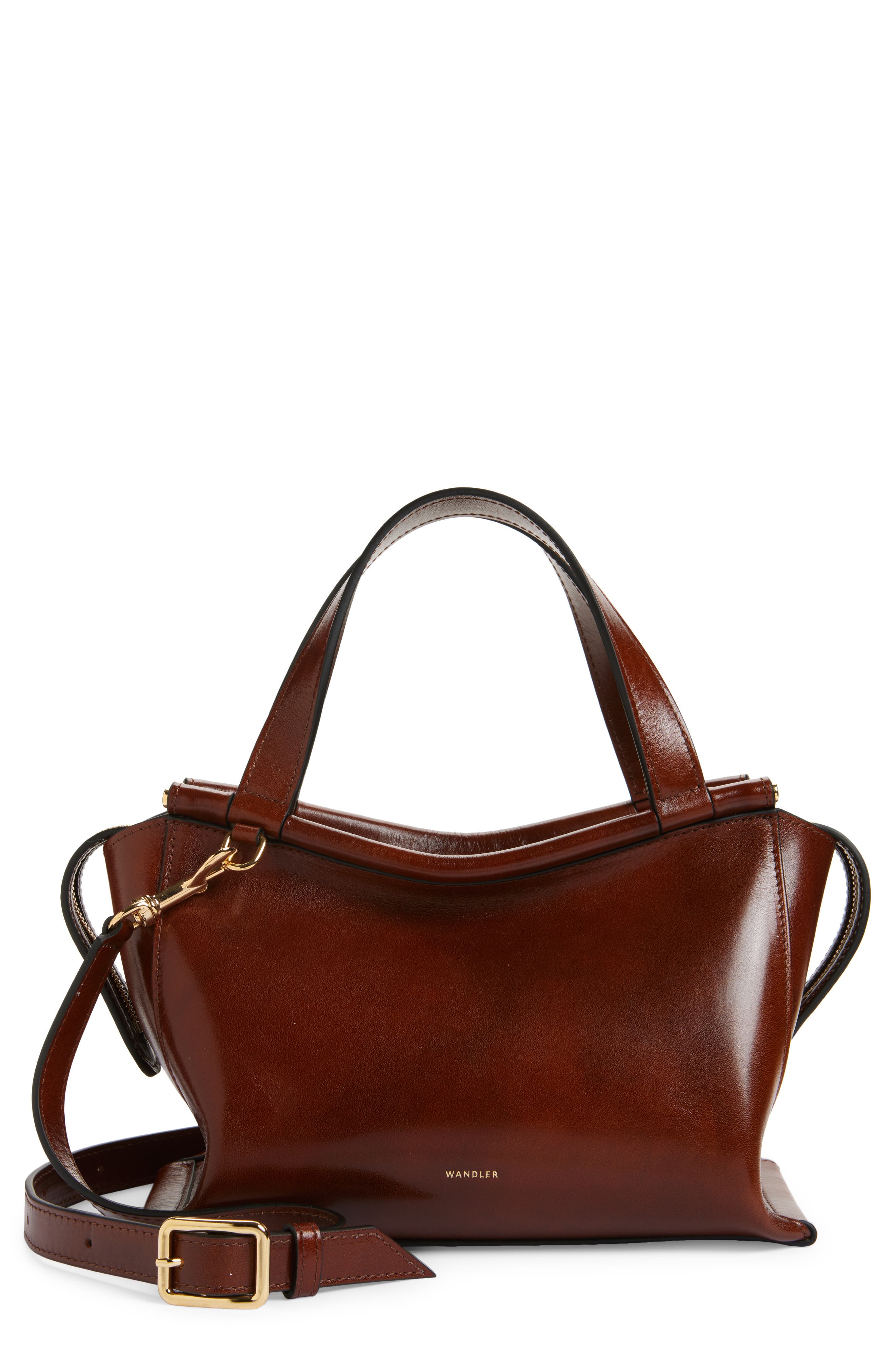 Wandler Ida Leather Top Handle Bag, Main, color, Palissander Glaze 1775