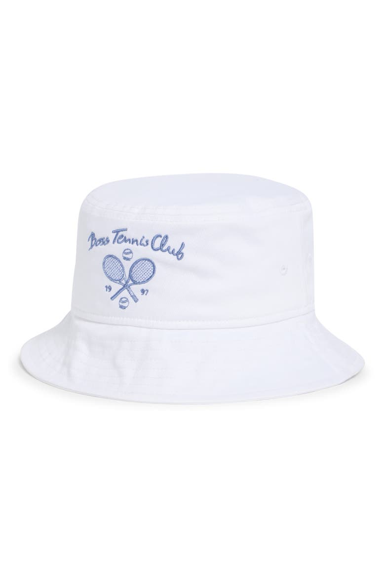 Tennis Club Cotton Twill Bucket Hat, Main, color, WHITE