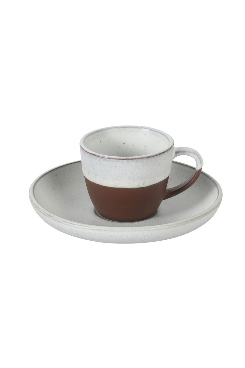 William Crest 8 Piece Espresso Stoneware Cup and Saucer Set, Alternate, color, Whie