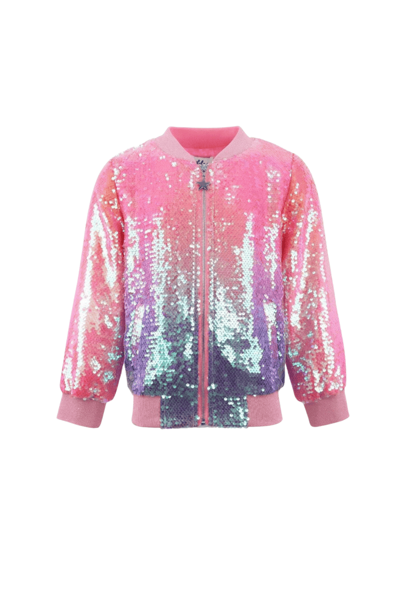 Bubble Gum Shimmer Sequin Bomber, Main, color, Pink