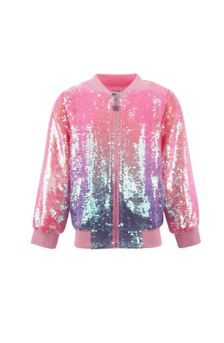 Lola + The Boys Bubble Gum Shimmer Sequin Bomber, Main, color, Pink