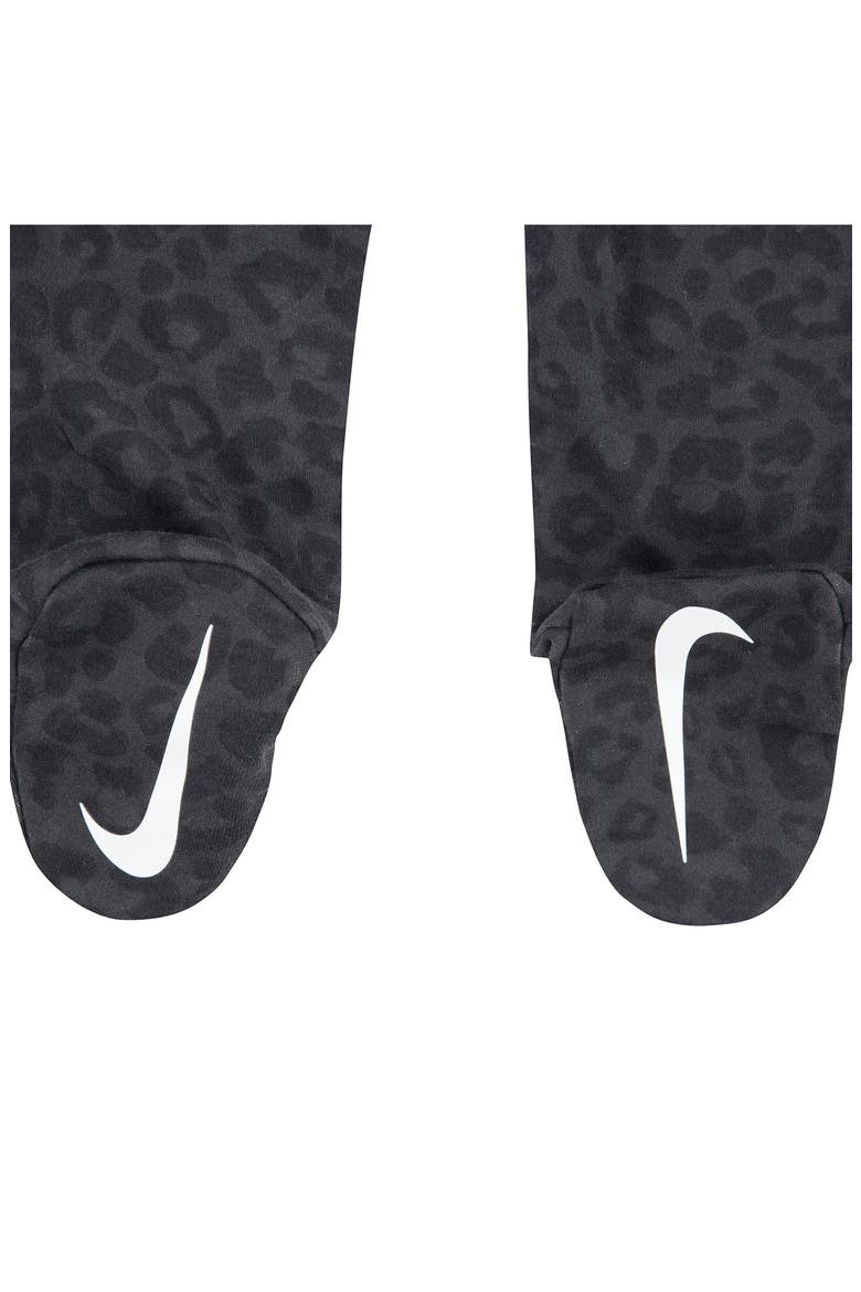 Animal Print Cotton Blend Footie, Alternate, color, DARK SMOKE GREY