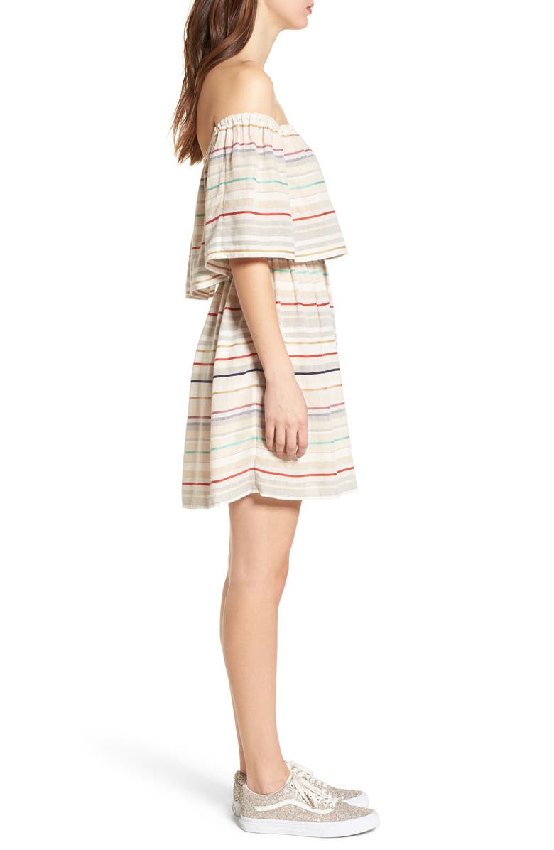 BP. Stripe Off the Shoulder Dress, Alternate, color, 