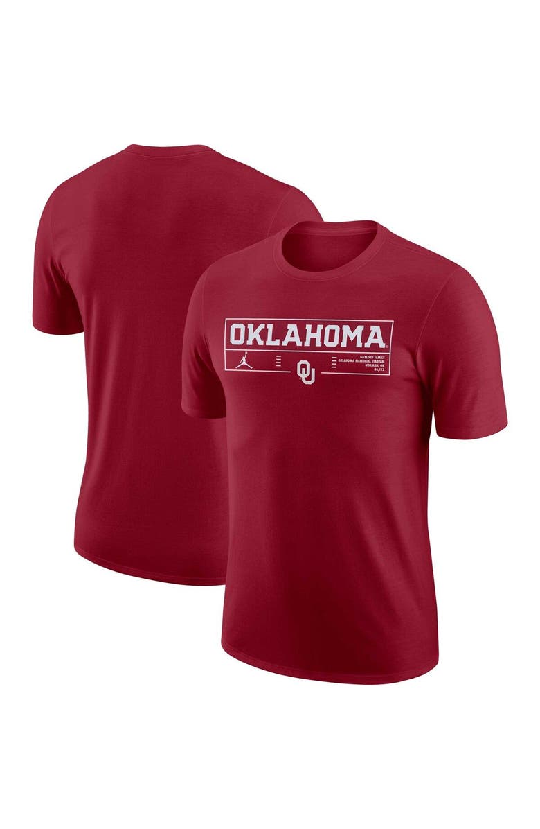 Jordan Brand Men's Nike Crimson Oklahoma Sooners Wordmark Stadium T-Shirt, Main, color, 