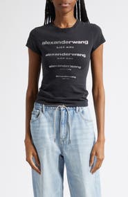 Alexander Wang Hotfix Crystals Fitted T-Shirt