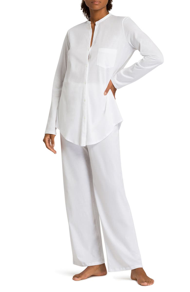 Hanro Cotton Deluxe Pajamas, Main, color, 101 - White