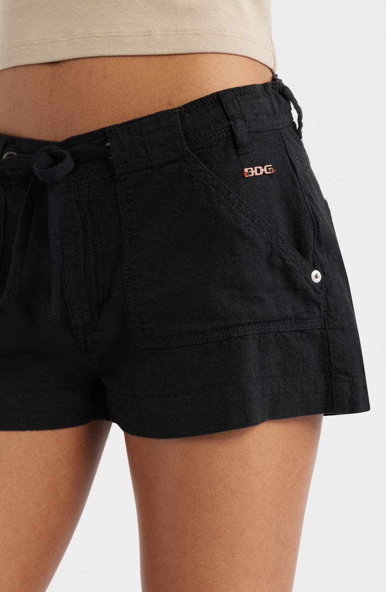 BDG Urban Outfitters Linen & Cotton Drawstring Shorts, Alternate, color, Black