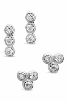Sterling Forever Sterling Silver 2-Piece Bezel Stud Set