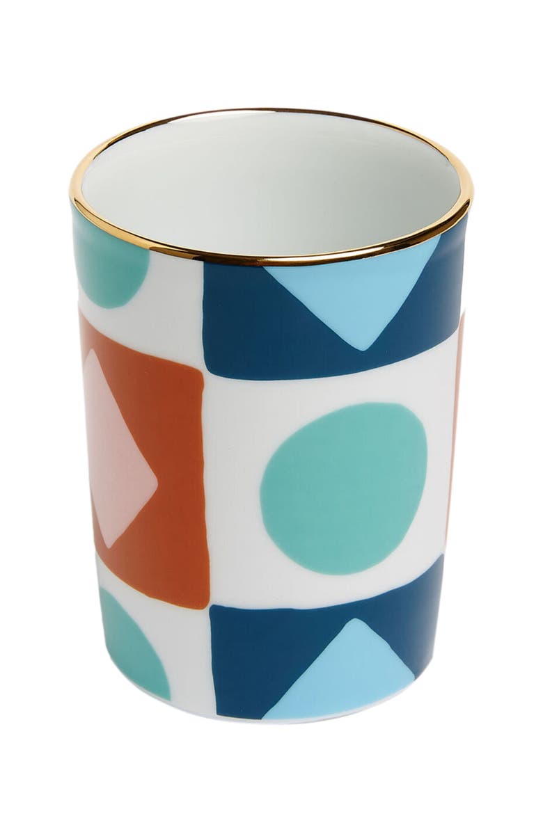 La DoubleJ Decorative Cup Diamond Dots Turquoise, Alternate, color, 