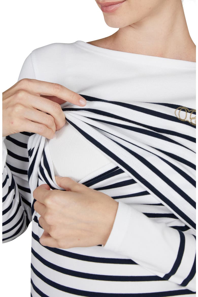 Benodet Maternity and nursing sailor shirt, Alternate, color, WHITE/ MARINE