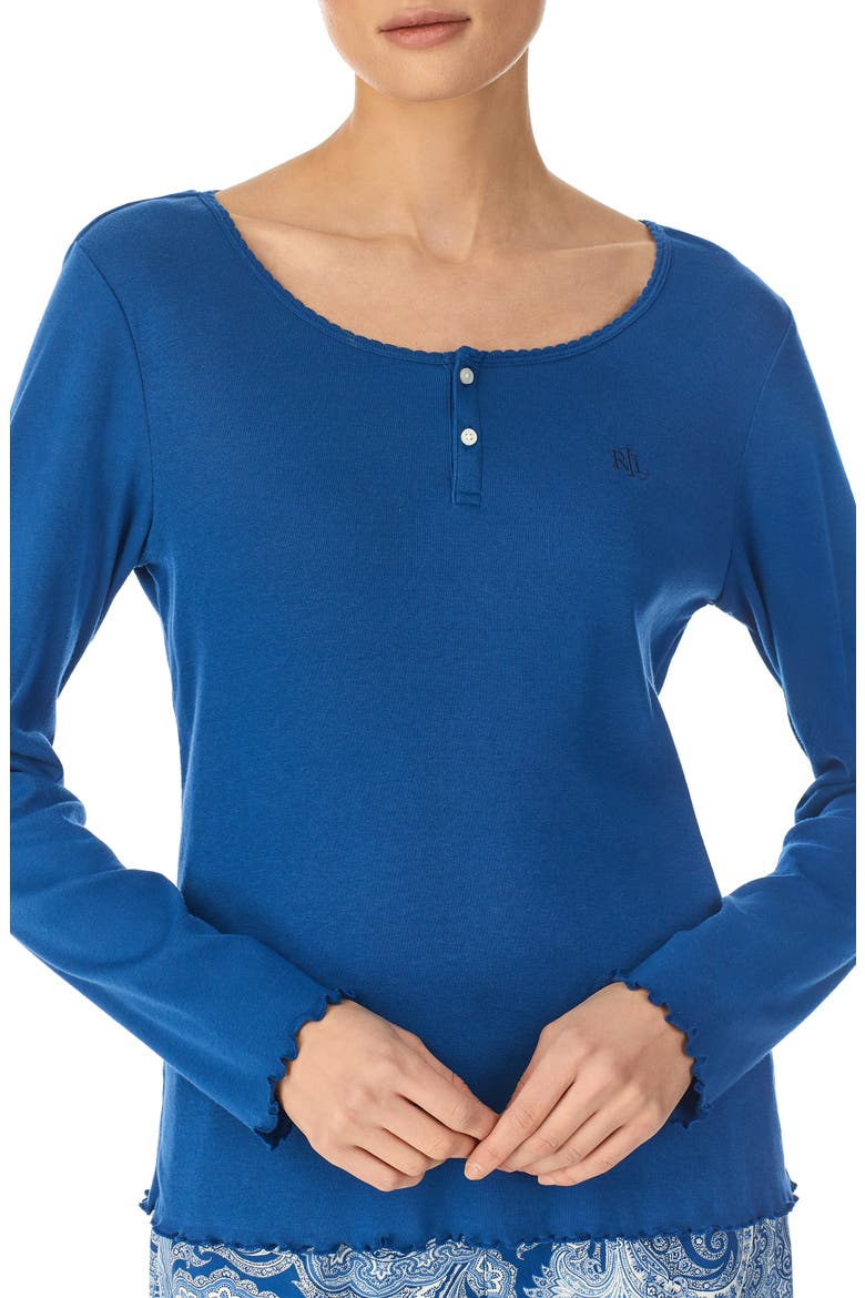 Long Sleeve Top & Boxer Shorts Pajamas, Alternate, color, NAVY PRT