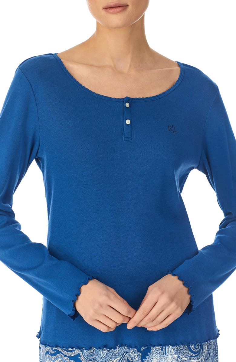 Lauren Ralph Lauren Long Sleeve Top & Boxer Shorts Pajamas, Alternate, color, 