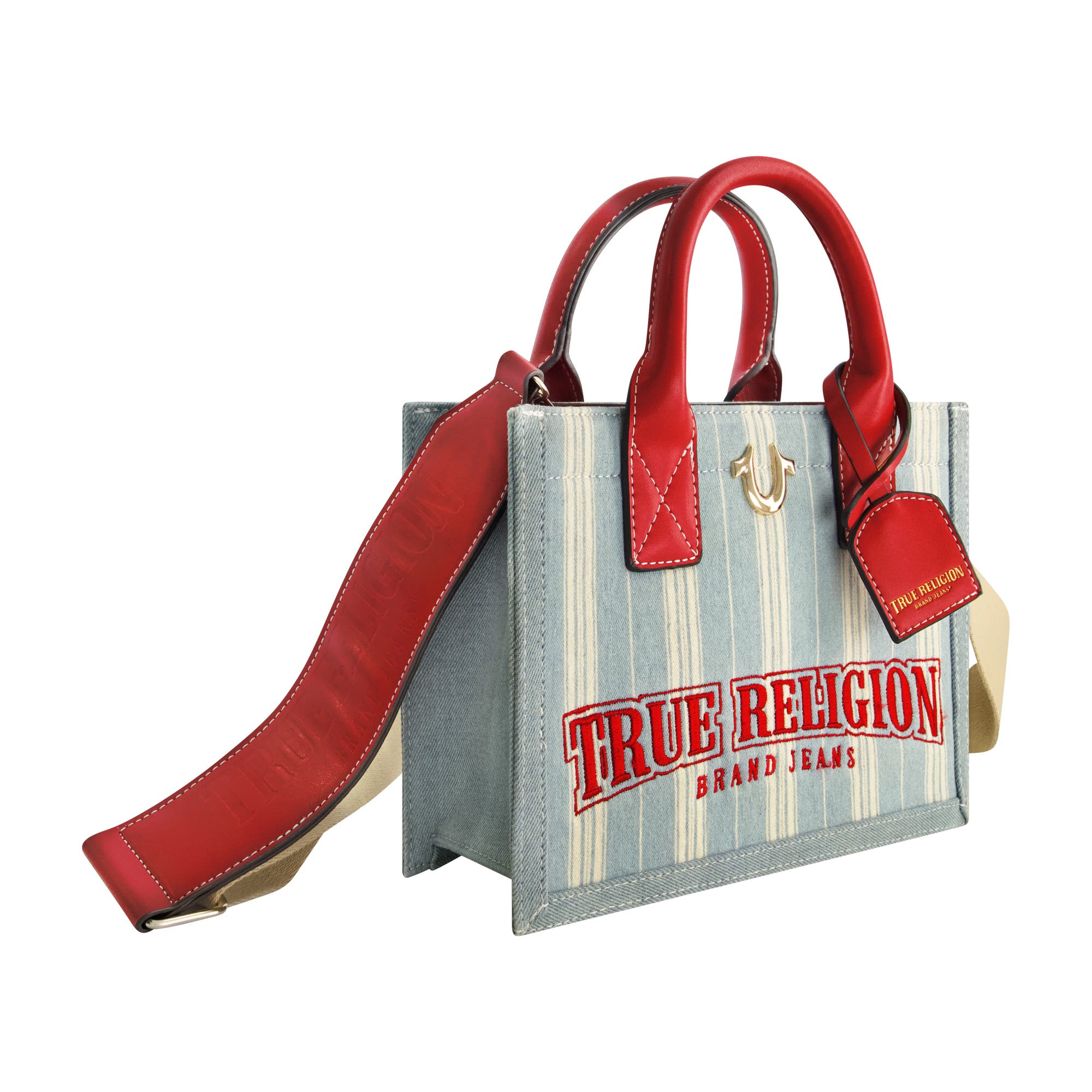 True Religion Denim Stripe Modern Tote, Alternate, color, Denim