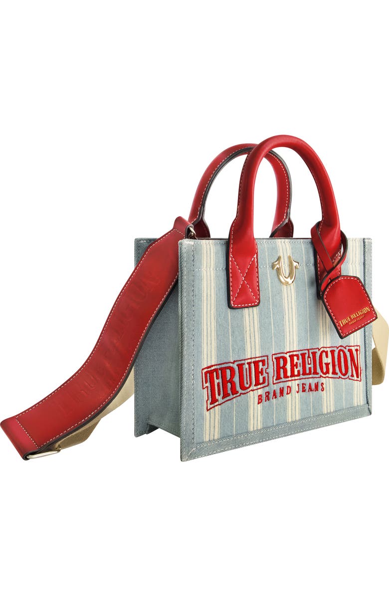 True Religion Denim Stripe Modern Tote, Alternate, color, Denim