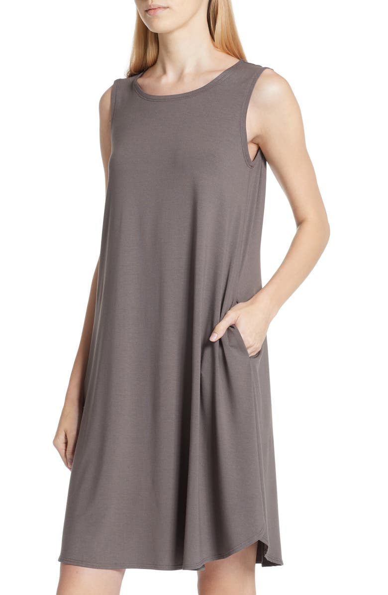 Eileen Fisher Jersey Jewel Neck Flare Dress, Alternate, color, 