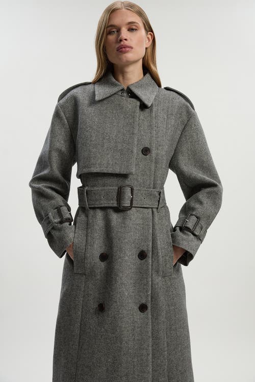 Karen Millen Herringbone Tailored Maxi Coat In Gray