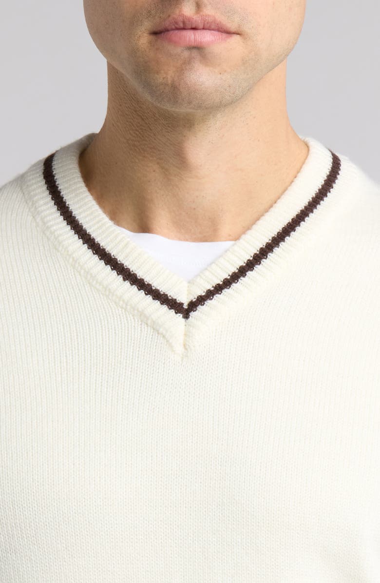 Elwood Townsend Tipped V-Neck Sweater Vest, Alternate, color, Off White