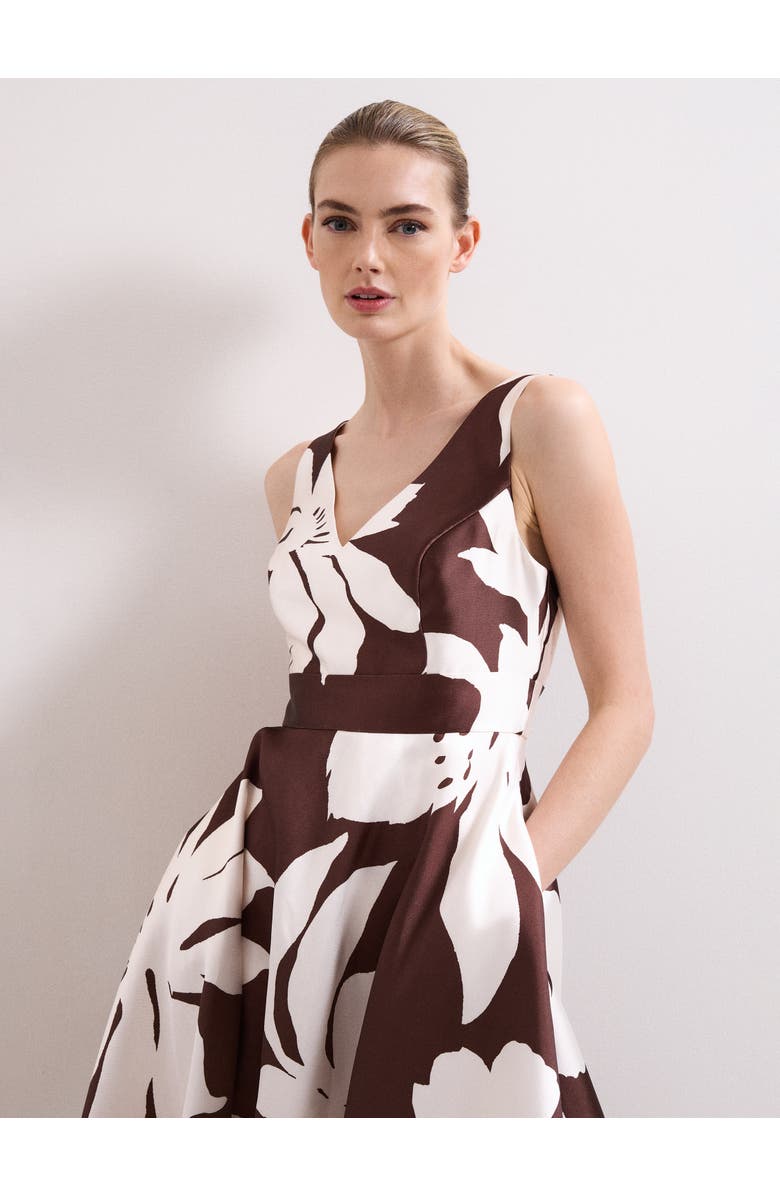 Phase Eight Delicia V-Neck Print Dress, Alternate, color, Brown
