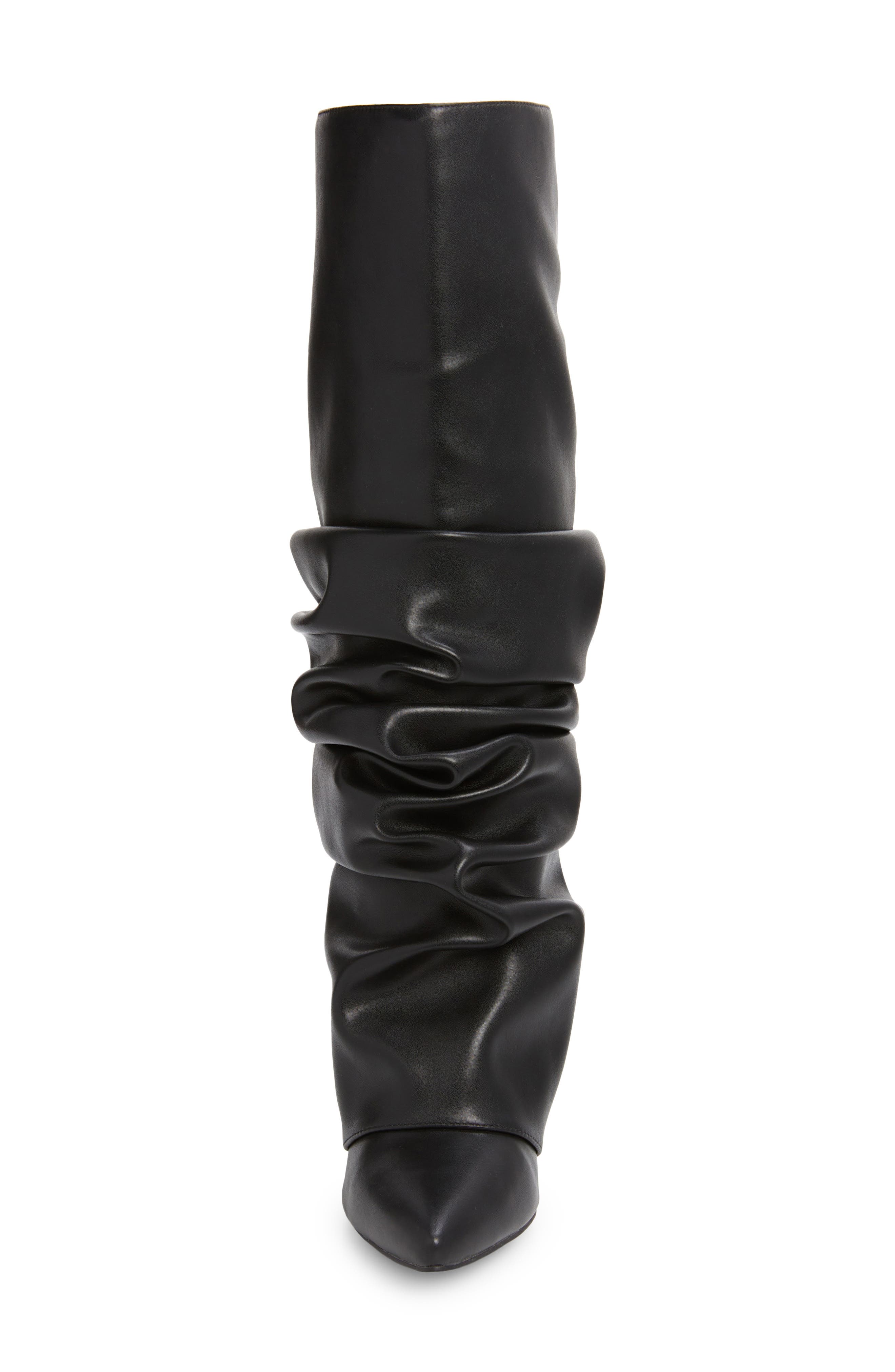 AZALEA WANG Zumma Foldover Slouch Pointed Toe Wedge Boot, Alternate, color, Black