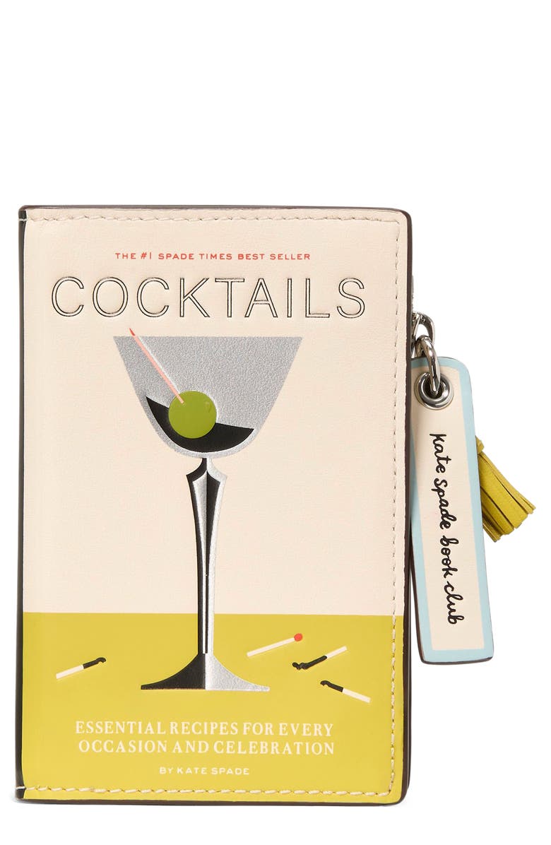 Kate Spade New York page turner small leather card wallet, Main, color, Lime Slice