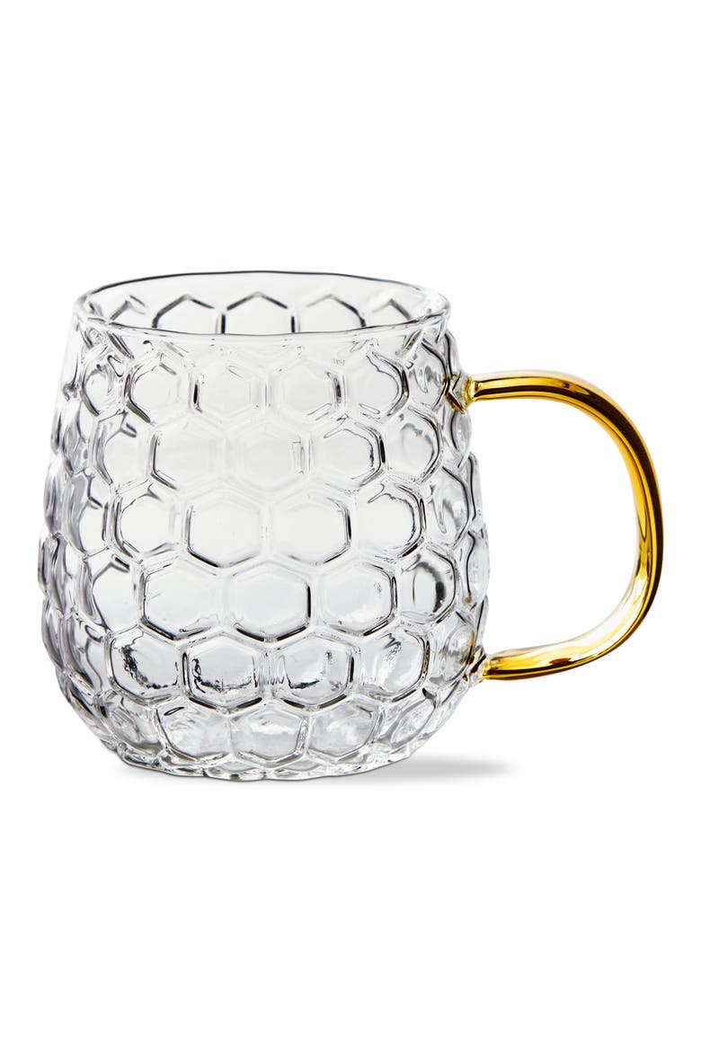 Honeycomb Glass Mug Yellow Glass Everyday, Main, color, Yellow