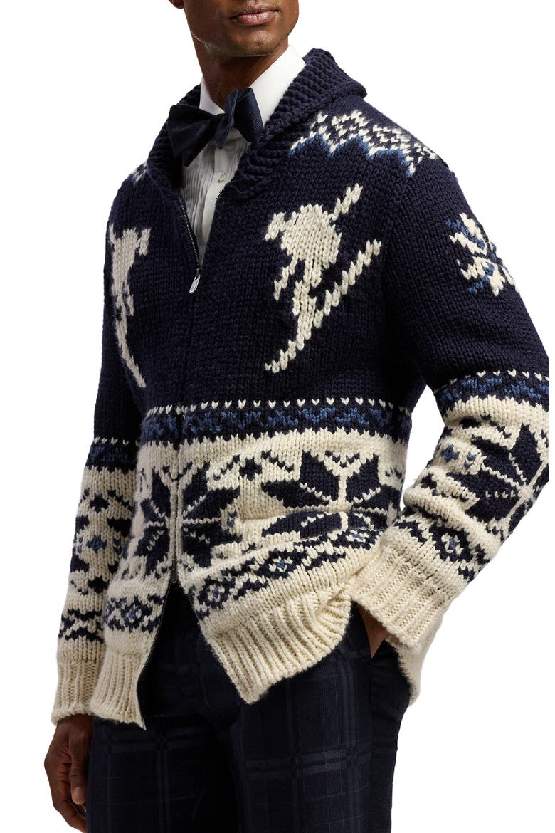 Broomball Fair Isle Wool & Cashmere Zip Cardigan, Alternate, color, CLASSIC CHAIRMAN NAVY/ CREAM