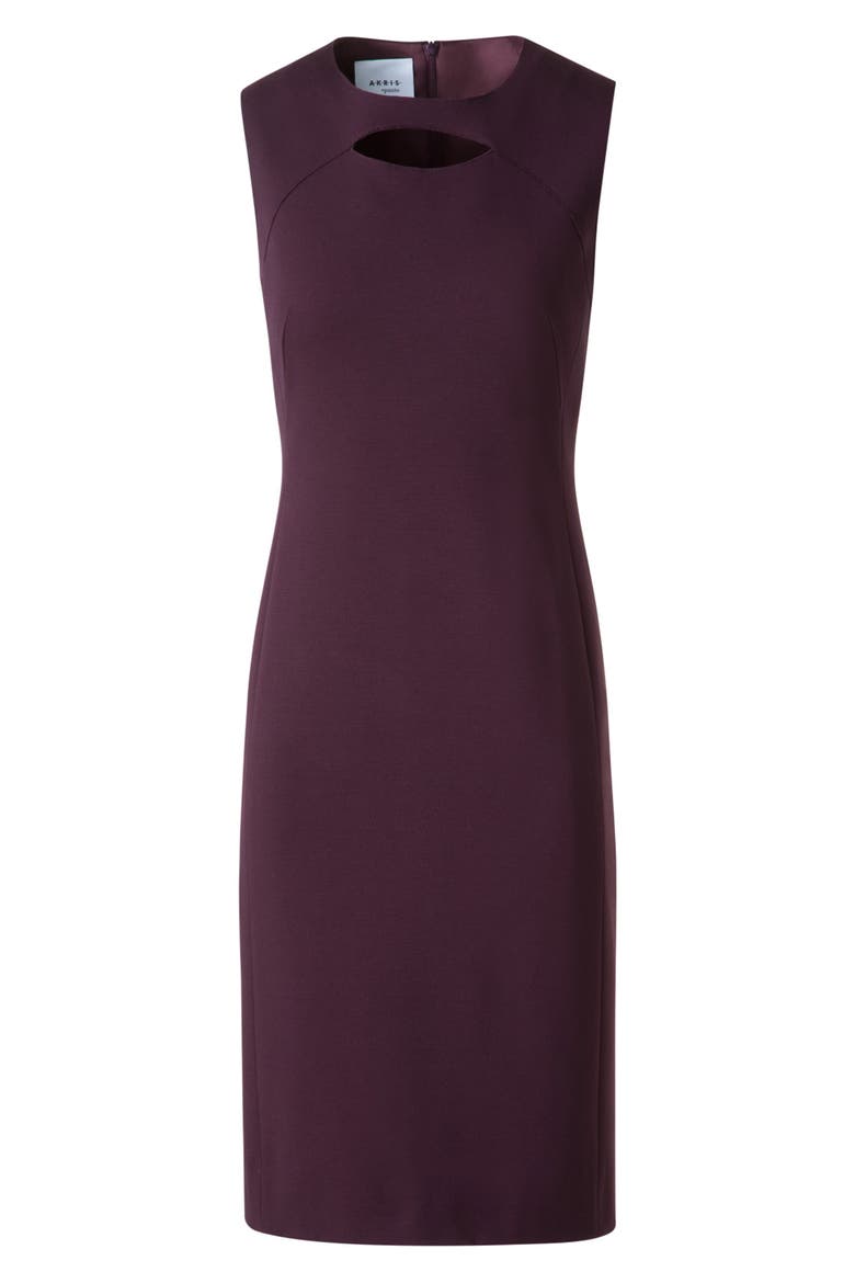 Keyhole Cutout Sleeveless Jersey Sheath Dress, Alternate, color, BLACKBERRY