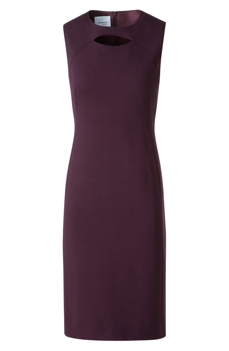 Akris punto Keyhole Cutout Sleeveless Jersey Sheath Dress, Alternate, color, Blackberry