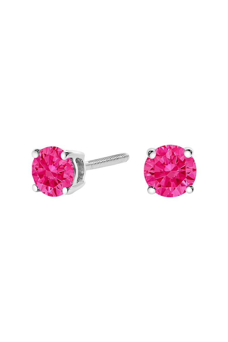 10K White Gold 1.0 Ct Lab Created Pink Diamond Solitaire Stud Earrings, Main, color, White