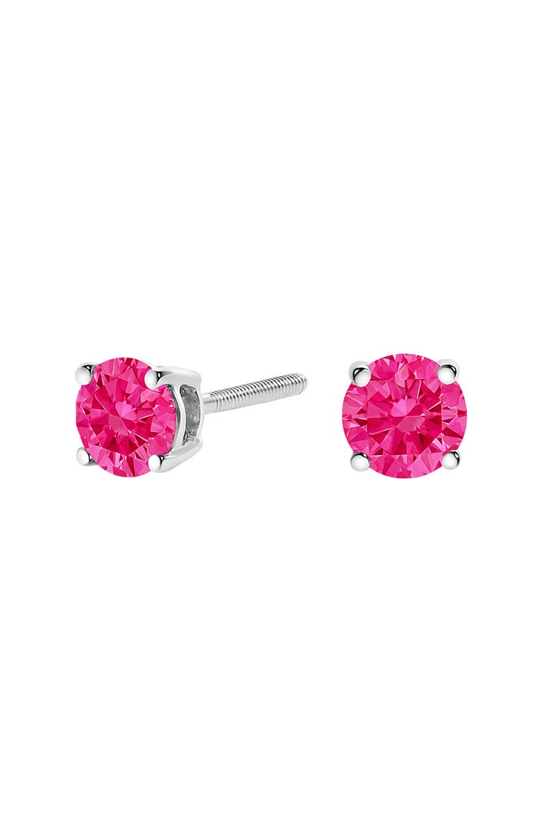 Haus of Brilliance 10K White Gold 1.0 Ct Lab Created Pink Diamond Solitaire Stud Earrings, Main, color, White